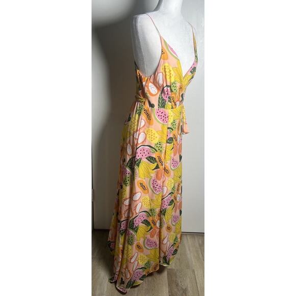 Anthropologie x Hutch Yellow Floral Hi-Lo Chiffon Maxi Wrap Dress Size Small EUC - Picture 6 of 13